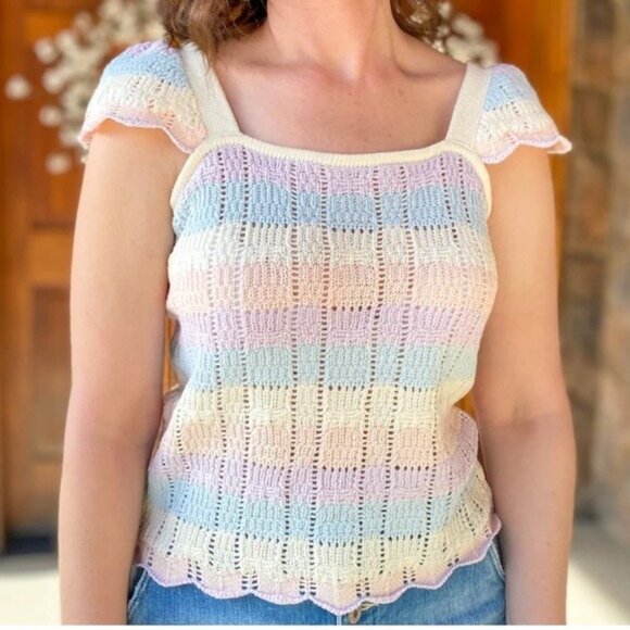 ANDREE BY UNIT Tops - Andree by Unit Multicolor Pastel Unicorn Knit Top Size L NWT